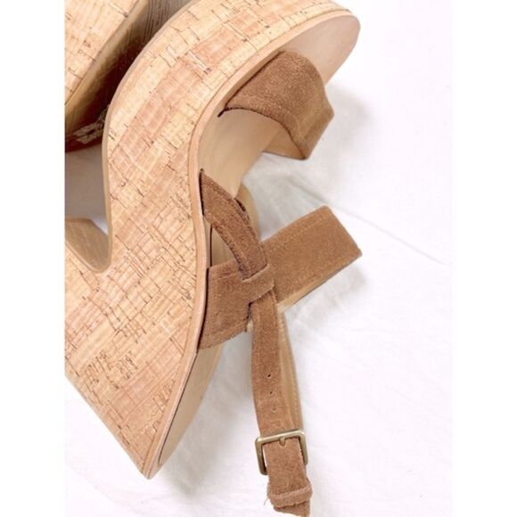 Dolce Vita Randi Slip On Women's Brown Suede Leather Buckle Strap Wedge Sandals - Picture 4 of 6